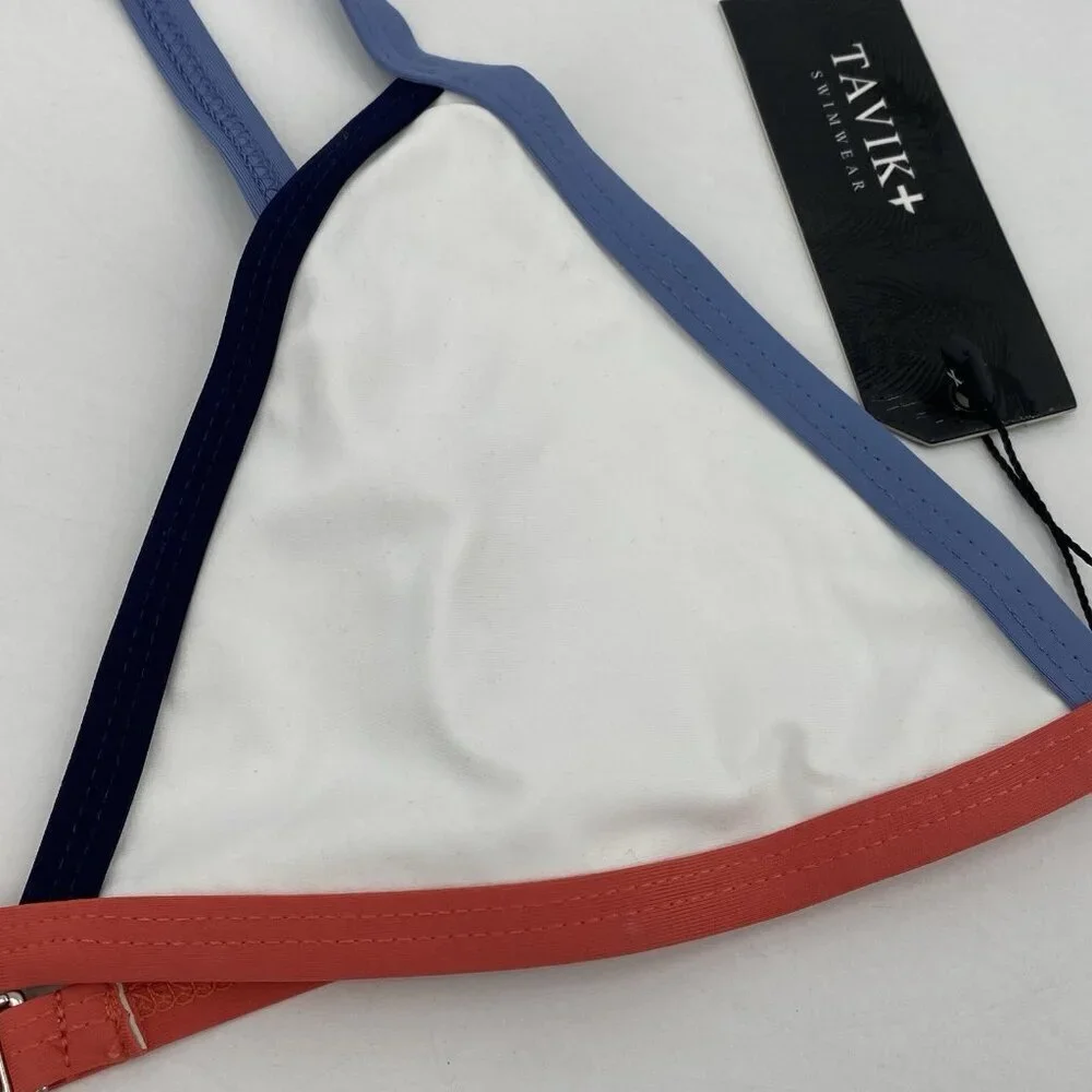 Tavik Size M Jett Triangle White Color Block Bikini TopSwimwear NWT